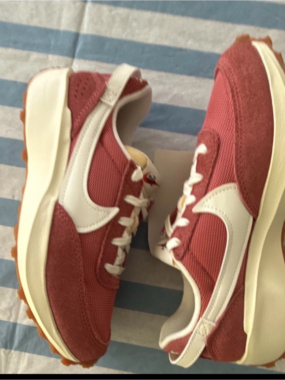 Nike Women's Rose Red Suede & Mesh Sneaker with White Swoosh